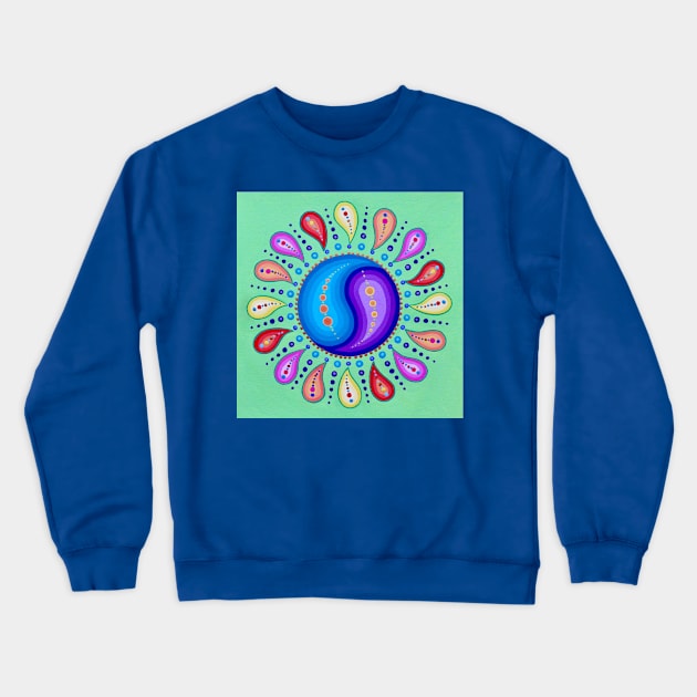 Psychedelic YinYang Swirl Mandala Crewneck Sweatshirt by SoozieWray